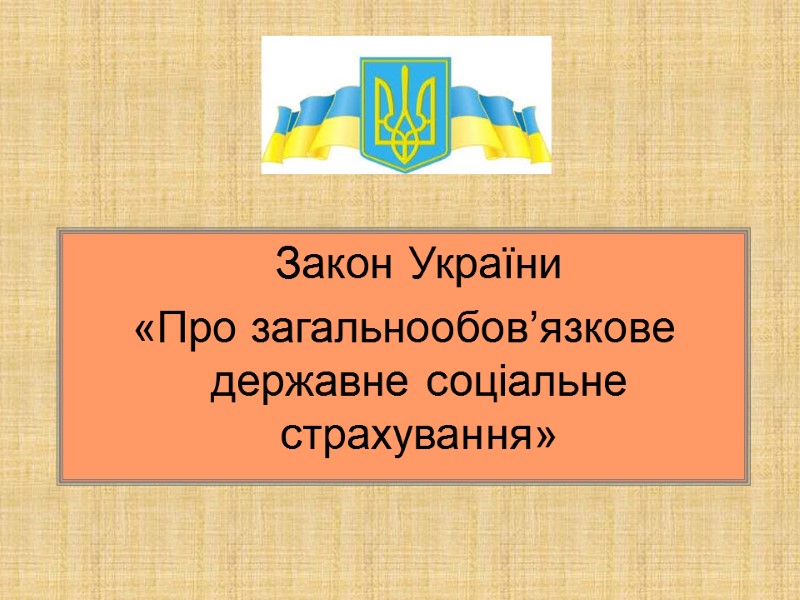 Закон України  «Про загальнообов’язкове державне соціальне страхування»